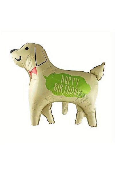 LOTUS PARTY Happy Birthday Written Dog Foil Balloon - Bone Foil Balloon - Paw Printed