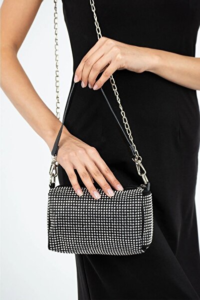 MUBO Black M2132 Stone Hand and Shoulder Bag