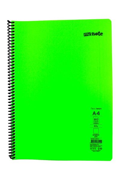 Mynote Flex A4 80 Sheets Unlined Spiral Neon Cover Plastic Notebook
