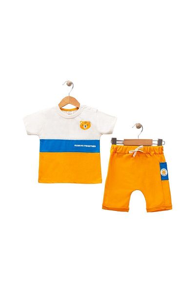 LANUGO Baby Boy Summer Bottom Top Set Teddy Bear Patterned T-Shirt Shorts