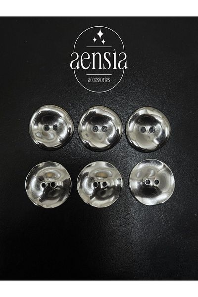 aensia metal Button - Silver CurveD, CurveD anD PerforateD Coat JacKet Trench Coat Button 2.29 CM - PacK of 6