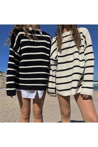 Chichisheen Striped Oversize Sweater Kzkk177