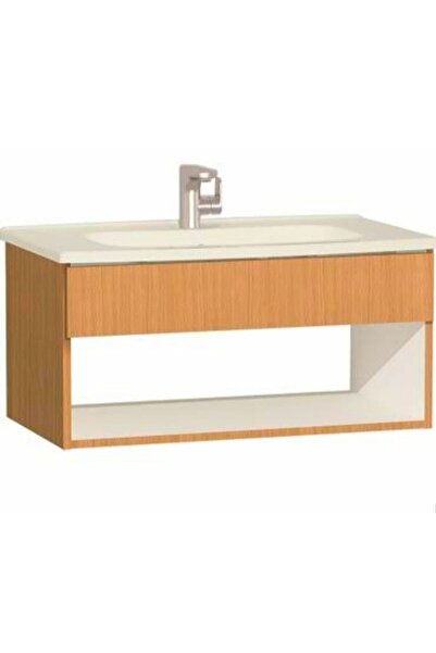 VitrA D-lıght 90cm Otel Unıt Banyo Lavabo Dolabı - Doğal Meşe Dolap (LAVABO D...
