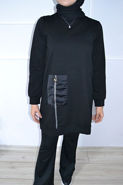 ASELA. تونيك منشار أسود ذو خيطين