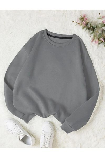 Boi Φούτερ Unisex Oversize - Crew Neck, Άνετη εφαρμογή, Μαύρο Λευκό Ροζ χωρίς εκτύπωση