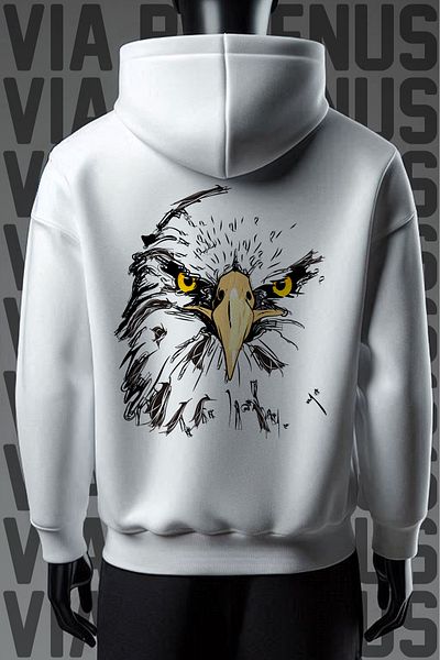 Vordevia Φούτερ White Eagle με στάμπα φαρδιά εφαρμογή - Φούτερ με κουκούλα 3 νημάτων