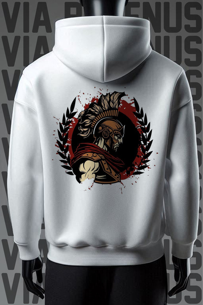 Vordevia Gladiator 3 Thread Bela K Sa kapuljačom Široka majica - Ispis na pol...