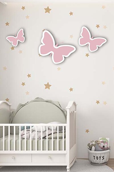 Ahşaplan Ledli Kelebek Bebek Kapı Süsü Takımı | Bebek Odası Kelebek Duvar Süsü Takımı