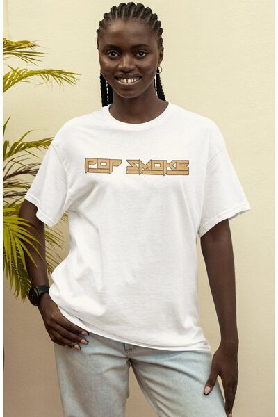 Fuddy Moda Μπλουζάκι Pop Smoke Unisex Oversize με στάμπα ραπ μουσικής