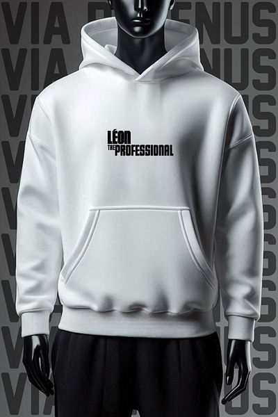 Vordevia Φούτερ Legend 3 Thread White Hooded - Εκτύπωση Μπροστά και Πίσω