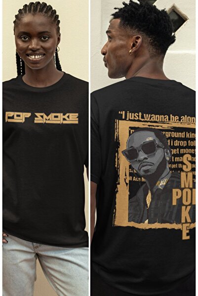 Fuddy Moda Tricou unisex Pop Smoke oversize cu imprimeu cu muzică rap