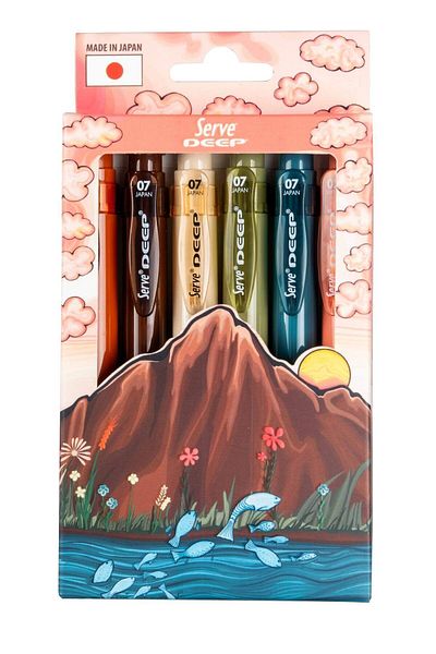 Serve 0.7mm Deep Tip Pen - Earth Tones Set of 6