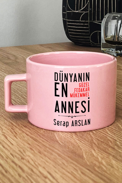 Hedizu Kişiye Özel Anneye Hediye Pastel Fincan Pembe Annelere Doğum Günü Hedi...