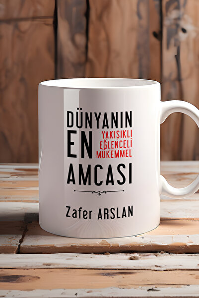 Hedizu Kişiye Özel Amca Kupa Bardak Beyaz Amcaya Babalar Günü Hediyesi