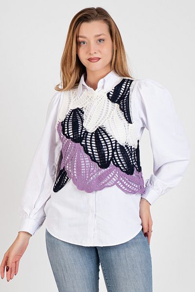 Hatun Atila Hatunatila Three Color Lace Motif Sweater - 5071