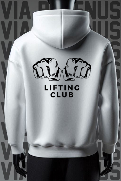 Vordevia Повдигане отпред и отзад, с печат, 3 нишки, широк десен, бяла суитшъ...