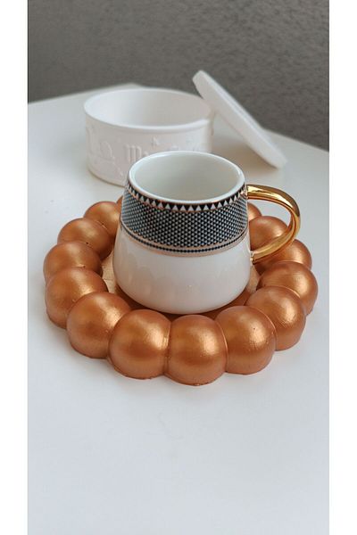 grafimum Mustard Bubble Decorative Concrete Plate - Pearlescent Coaster Plate Presentation Organizer