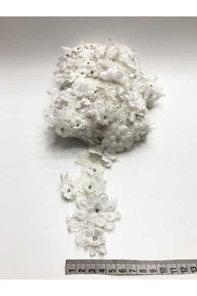 Hobigram Διακοσμητική κορδέλα Off White 3D Floral Ribbon – Διακοσμητική κορδέλα, κομψό σχέδιο, γυναικείο αξεσουάρ
