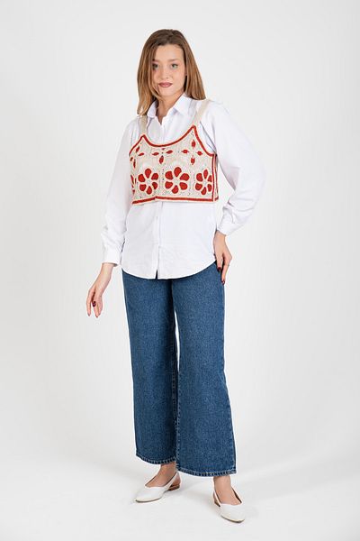 Hatun Atila Hatunatila Strappy Crochet Knitwear Sweater - 5077