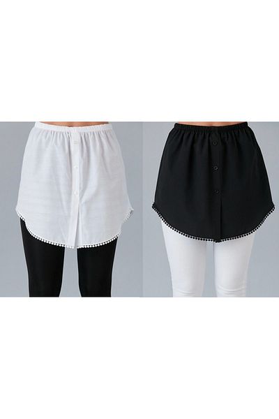 Space Fashion Πουκάμισο Εσωρούχων Six Lace Savior Skirt Πακέτο 2 Μαύρο-άσπρο