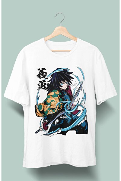 Fuddy Moda Tricou cu imprimeu Tomioka oversize Demon Slayer, tricou unisex cu...