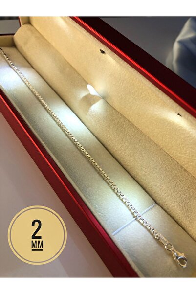 vogutima Erkek Kadın Gümüş Bileklik - 2mm Küp Zincir Model • Işıklı Kutuda Se...