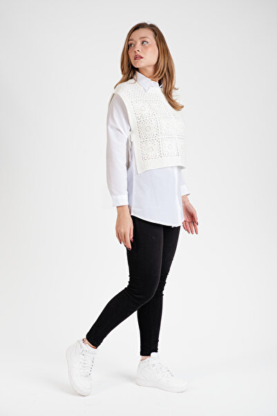 Hatun Atila Hatunatila Crocheted Motif Side Tie Sweater - 5066