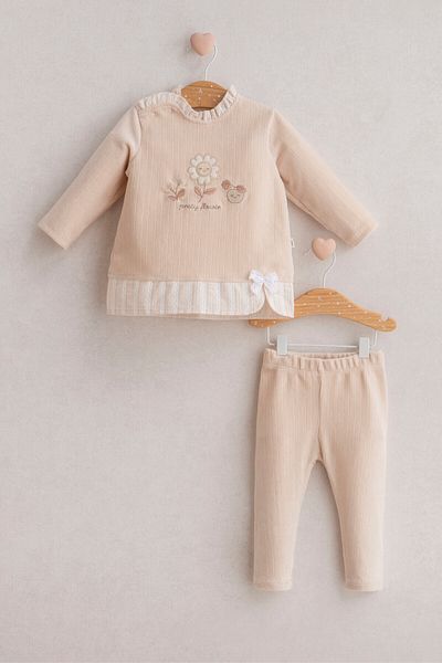 Tongs Baby طقم أطفال مخملي على شكل زهرة جميلة مكون من قطعتين