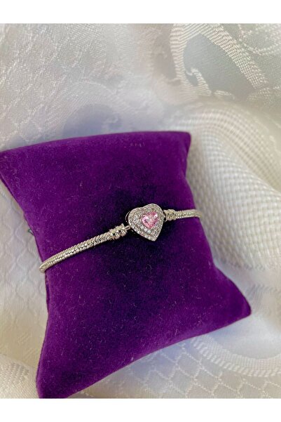 Jazzy Jewelry Taşlı Kalp Bileklik-Çelik Bileklik