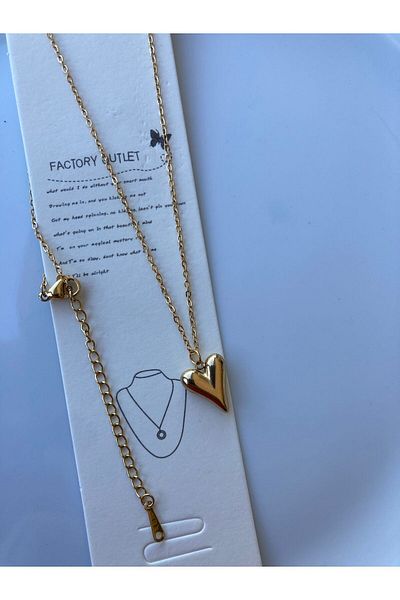 Boomerang Heart Patterned Trend Necklace