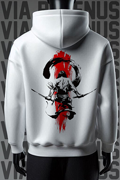 Vordevia Φούτερ με κουκούλα με κουκούλα με 3 νήματα με στάμπα Samurai