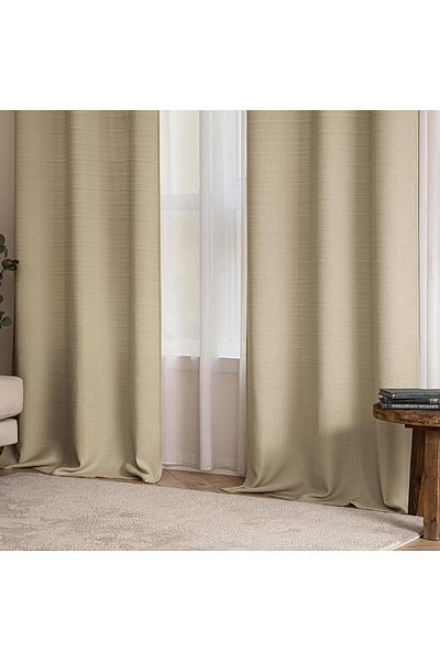 Pyramid Home Natural Stone Beige Urban Rustic Background Curtain with Eyelets and Rings 1St Quality Curtain