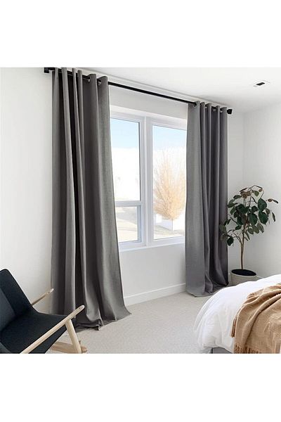 Pyramid Home Anthracite Gray Linen - Blackout Rustic Eyelet and Blackout Sunshade