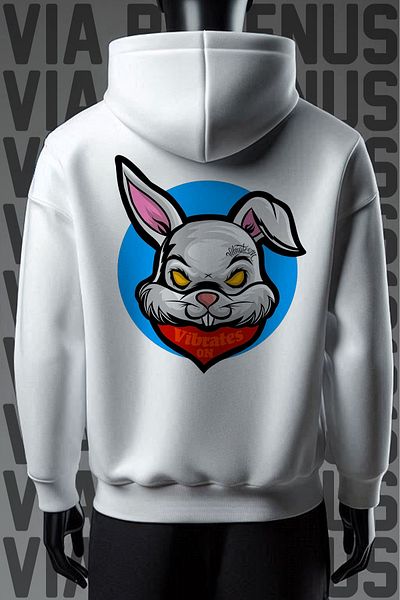 Vordevia Φούτερ με κουκούλα White Rabbit με στάμπα φαρδιά εφαρμογή - 3 νήματα