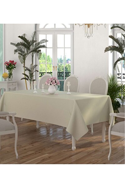 Pyramid Home مفرش طاولة من الكتان مقاوم للبقع ومقاوم للماء وبدون بطة من الكتان