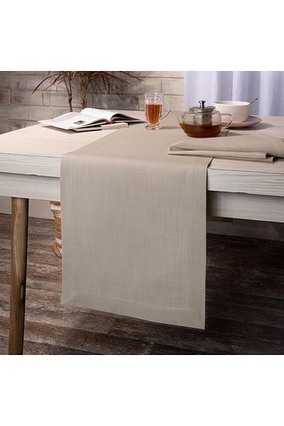 Pyramid Home Waterproof Linen Cotton Table Runner - Stain Resistant and Care Free
