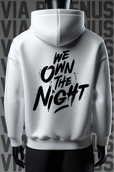 Vordevia We Own The Night - Φούτερ με φαρδιά εφαρμογή με 3 νήματα με λευκή κουκούλα
