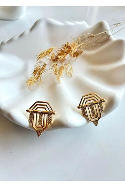 FURCİNA Serenay Leyla Model Steel Earrings - Simple and Stylish