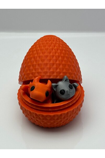 Üç Kardeş Boyut Turuncu Sürpriz Yumurta Ejderha & Kedi (Yeni Nesil Oyuncak)