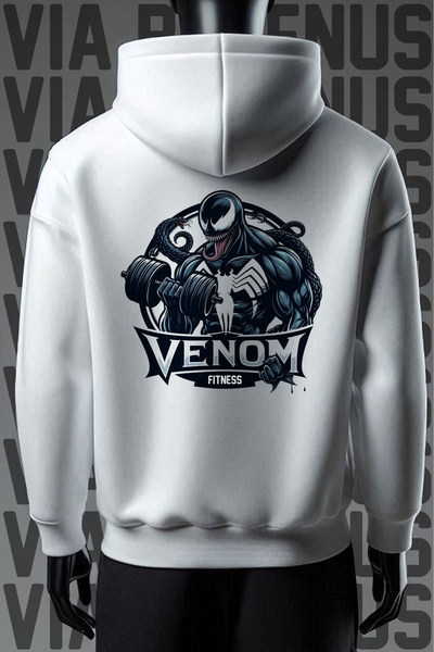 Vordevia Φούτερ με σχέδιο μπροστά και πίσω, 3 νημάτων, φαρδιά εφαρμογή, λευκό...