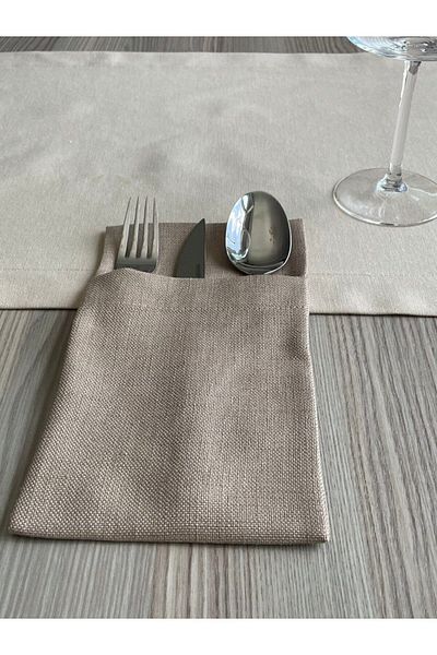 Pyramid Home 6-Piece Linen Fabric - Cutlery Serving, Cutlery Holder