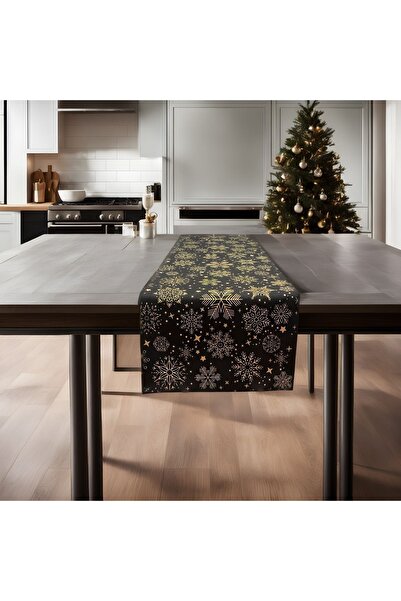 Pyramid Home عداء من القطن بطة ذهبية - نمط ندفة الثلج، نسيج الكتان، عداء طاول...