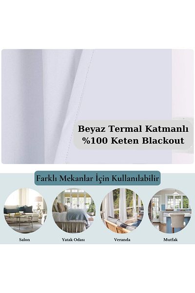 Pyramid Home Thermal Layered Linen Curtain - Blackout Blackout, White Background, Pleatless Single Wing