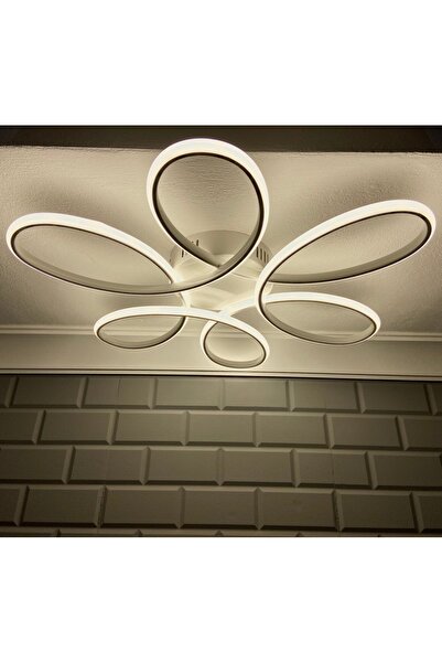 NİVO Ea3013 Plafonyer Modern Led Avize, Beyaz Gövde, 3 Renkli Işık