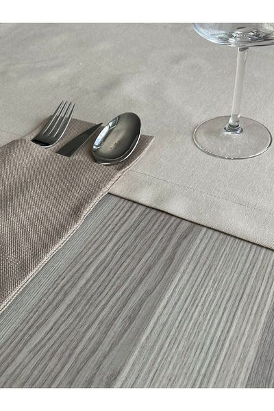 Pyramid Home 6-Piece Linen Fabric - Cutlery Serving, Cutlery Holder