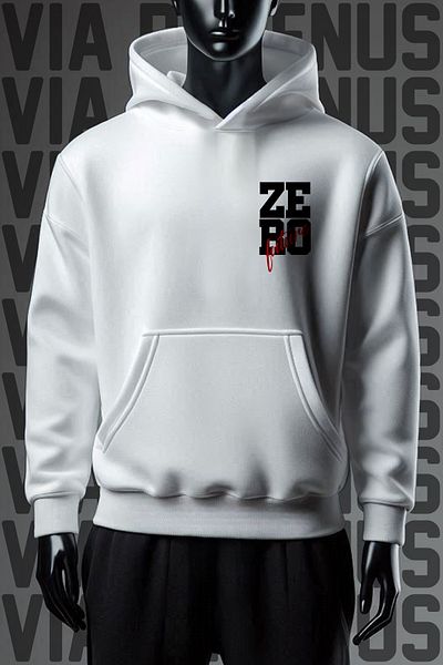 Vordevia Φούτερ Zero Future White Hooded - 3 νήματα, φαρδιά εφαρμογή