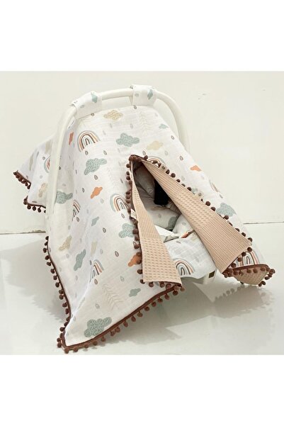 Babycitytr %100 Pamuk Çok Amaçlı Çift Katlı Müslin Puset Örtüsü & Minderi & K...