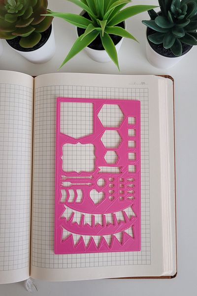 Karmelom Studio Bullet Journal Streamer and Icon Template Ruler – Labeling Assistant for Page Layout