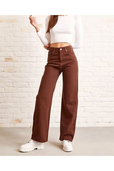 DRC trend Alya Gold 90's Γυναικείο Καφέ Casual Lycra Super High Waist 90's Denim Τζιν παντελόνι (πολύ άνετο)