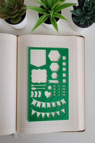 Karmelom Studio Bullet Journal Streamer and Icon Template Ruler – Labeling Assistant for Page Layout